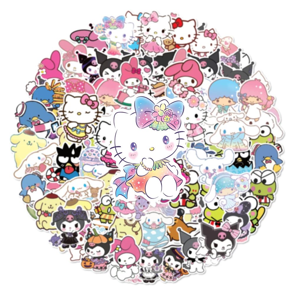 10/30/50/100pcs Mixed Cute Sanrio Stickers Cinnamoroll Hellokitty Kuromi Decals Diy Phone Luggage Laptop Guitar Sticker Kids Toy - StarJam