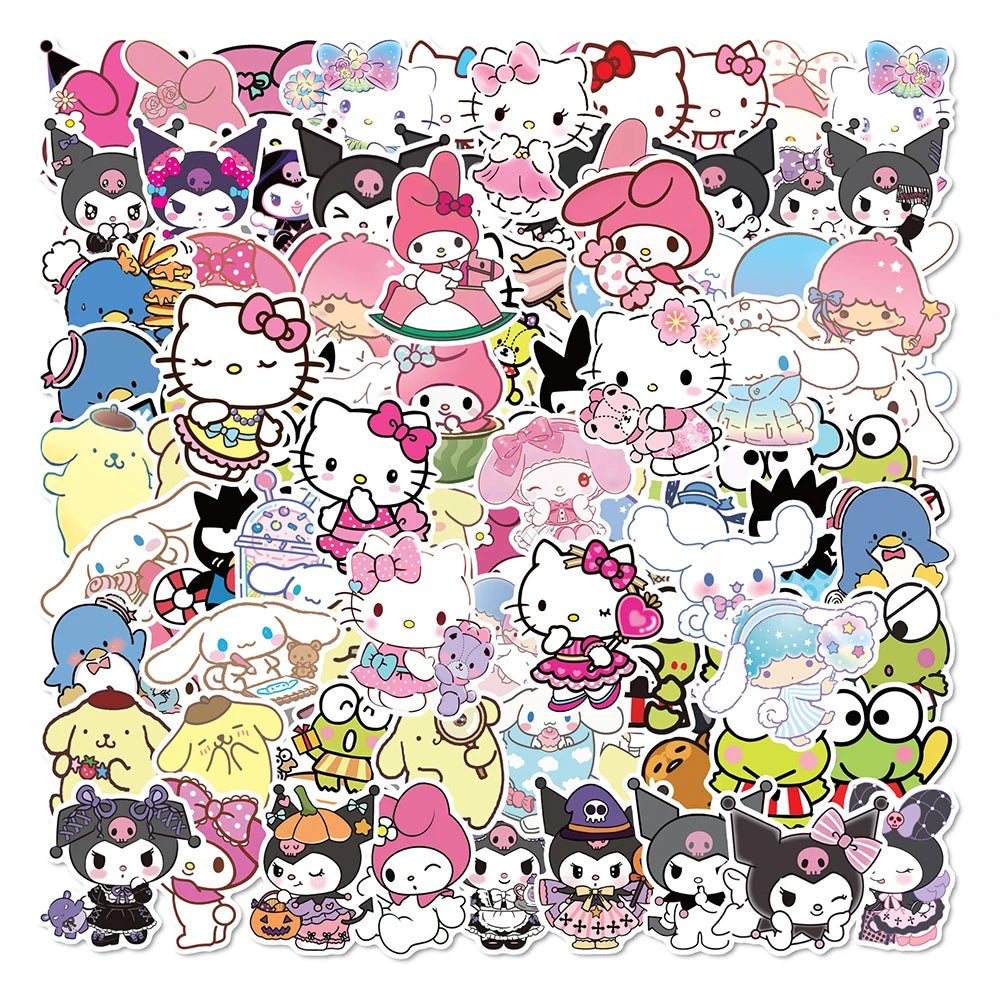 10/30/50/100pcs Mixed Cute Sanrio Stickers Cinnamoroll Hellokitty Kuromi Decals Diy Phone Luggage Laptop Guitar Sticker Kids Toy - StarJam