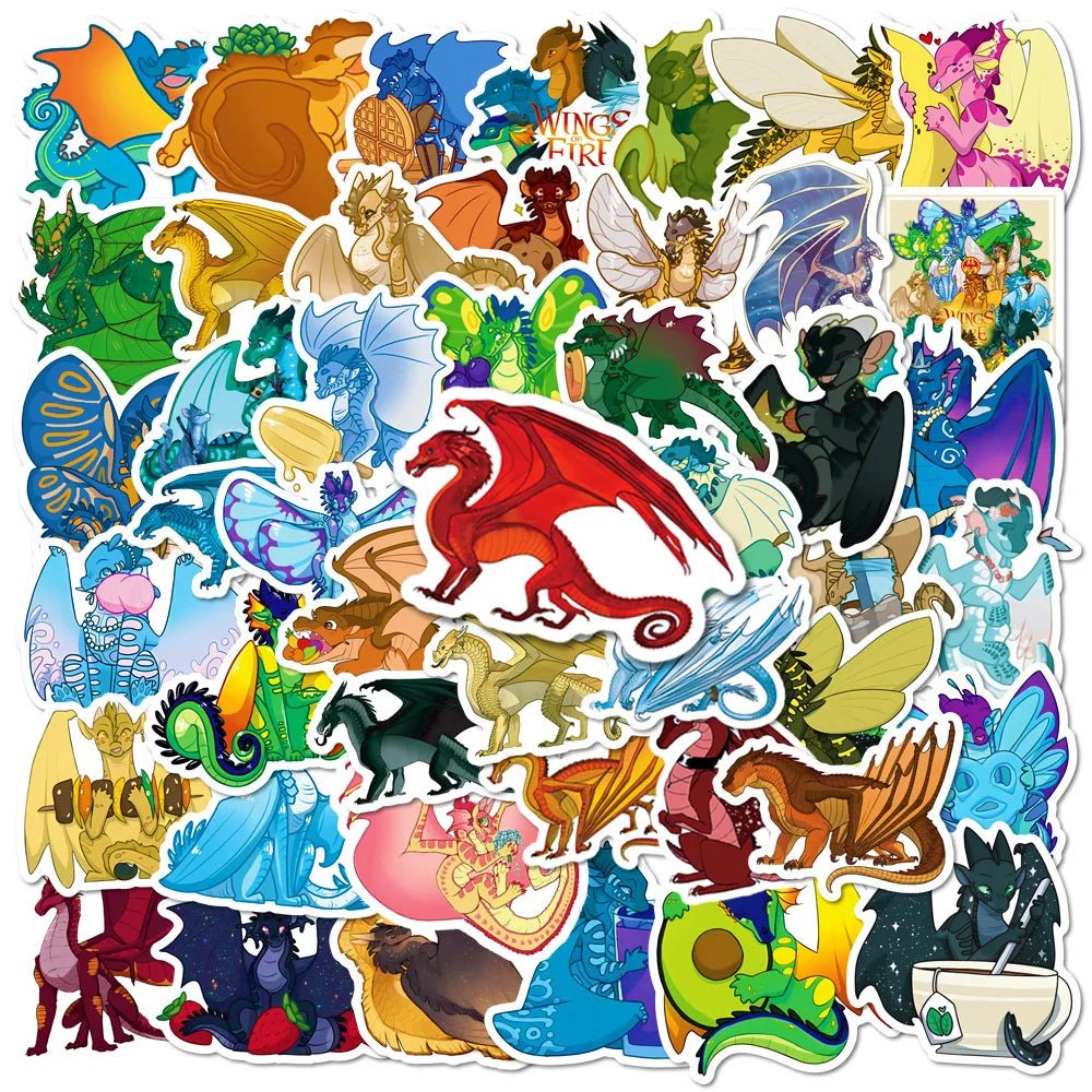 10/30/50pcs Anime Wings Of Fire Stickers Cartoon Kids Diy Toy Gift For Phone Suitcase Scrapbook Helmet Skateboard Dragon Sticker - StarJam