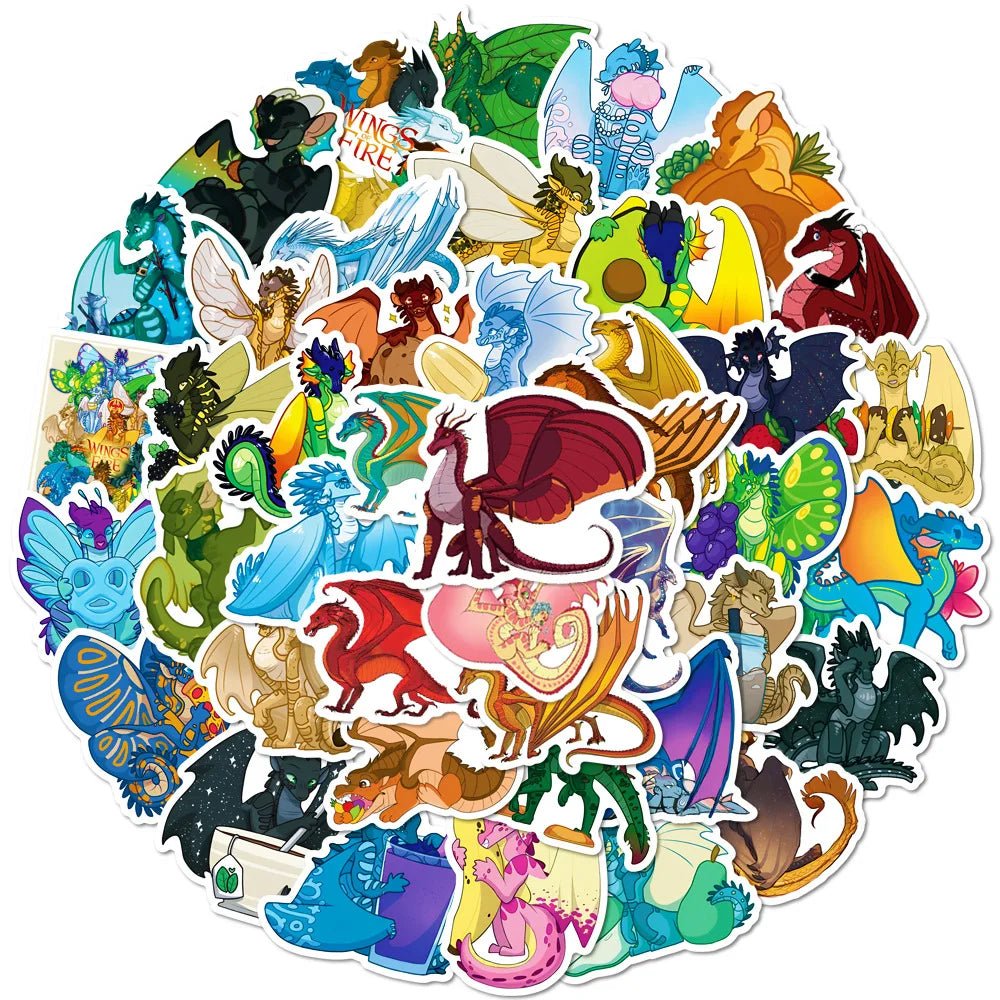 10/30/50pcs Anime Wings Of Fire Stickers Cartoon Kids Diy Toy Gift For Phone Suitcase Scrapbook Helmet Skateboard Dragon Sticker - StarJam