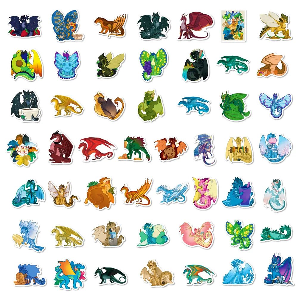 10/30/50pcs Anime Wings Of Fire Stickers Cartoon Kids Diy Toy Gift For Phone Suitcase Scrapbook Helmet Skateboard Dragon Sticker - StarJam