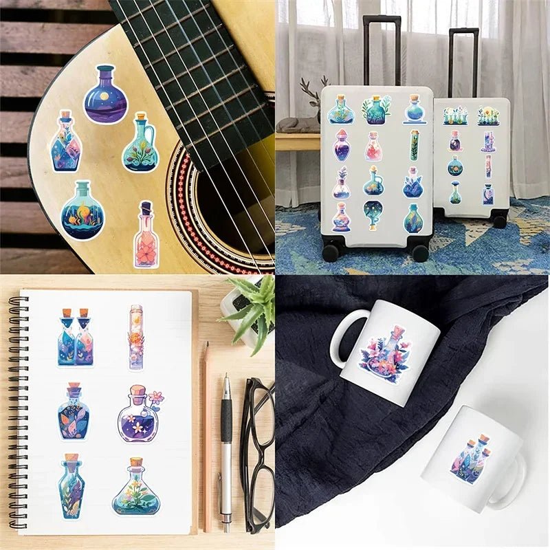 10/30/50pcs Cartoon Medicine Bottle Pvc Sticker Aesthetic Colorful Decoration Scrapbooking Stationery School Supplies For Kids - StarJam