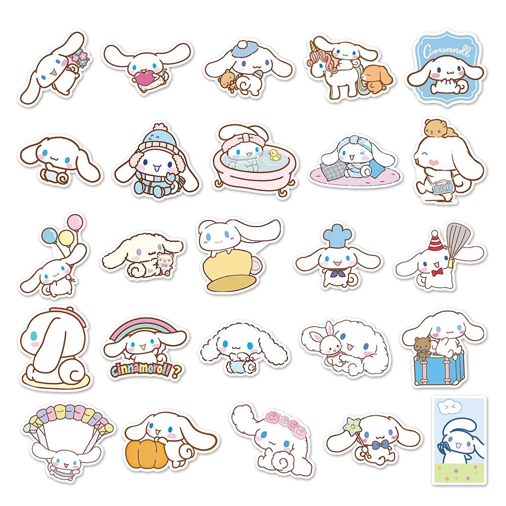 10/30/50pcs Funny Cinnamoroll Stickers Cartoon Cute Kids Toy Decals Pvc Diy Luggage Stationary Wall Car Travel Sticker Wholesale - StarJam