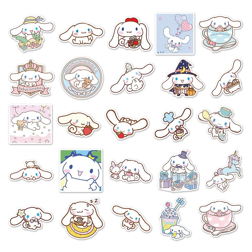 10/30/50pcs Funny Cinnamoroll Stickers Cartoon Cute Kids Toy Decals Pvc Diy Luggage Stationary Wall Car Travel Sticker Wholesale - StarJam