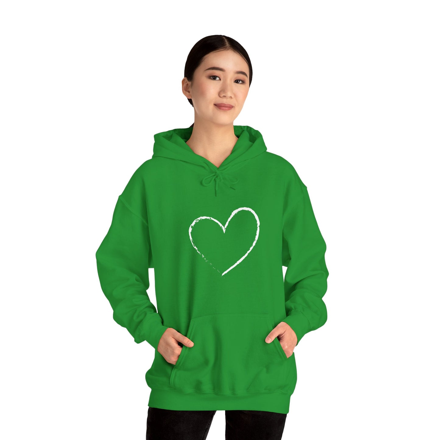 White Heart Unisex Hoodie - Ladies and Mens Hooded Sweatshirt