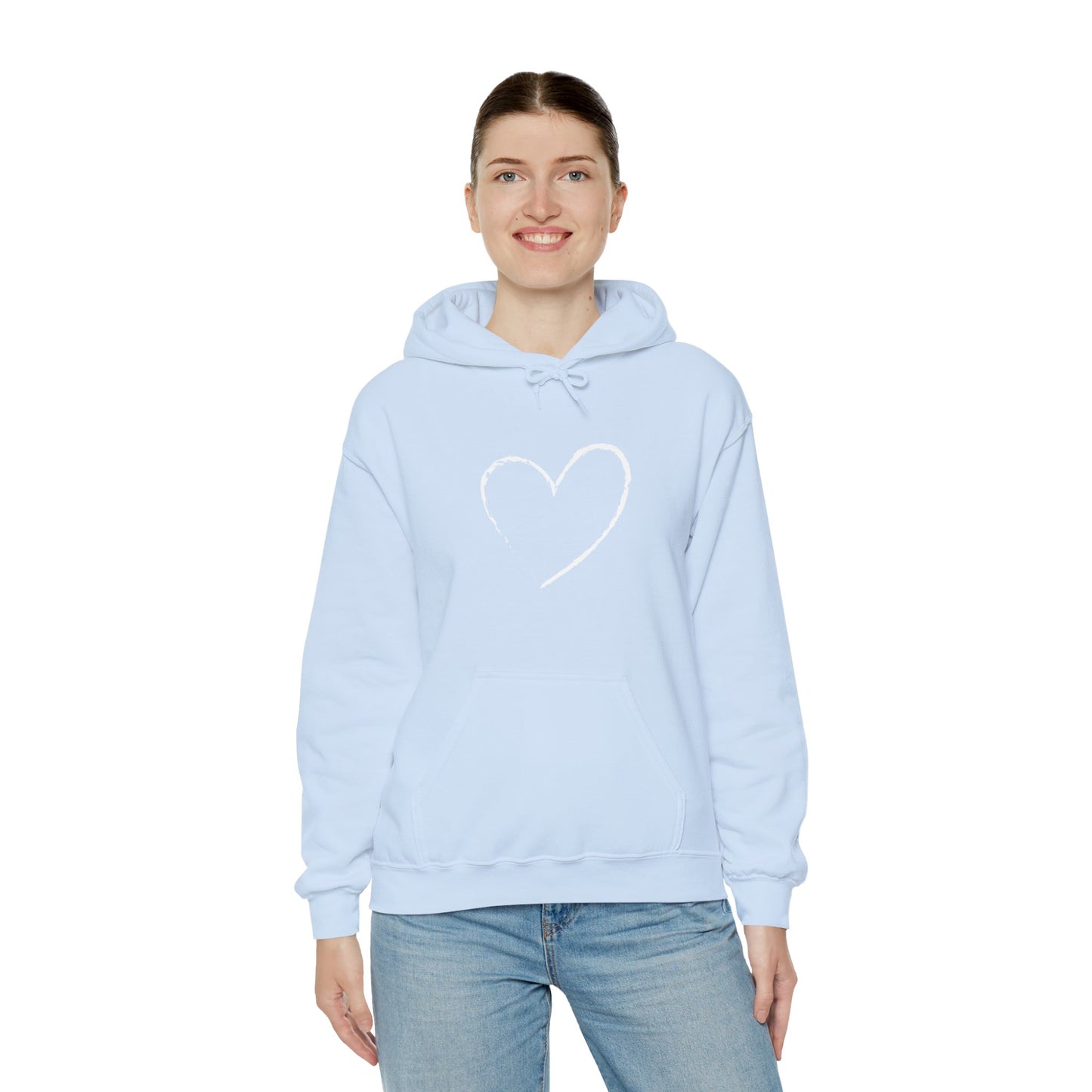 White Heart Unisex Hoodie - Ladies and Mens Hooded Sweatshirt