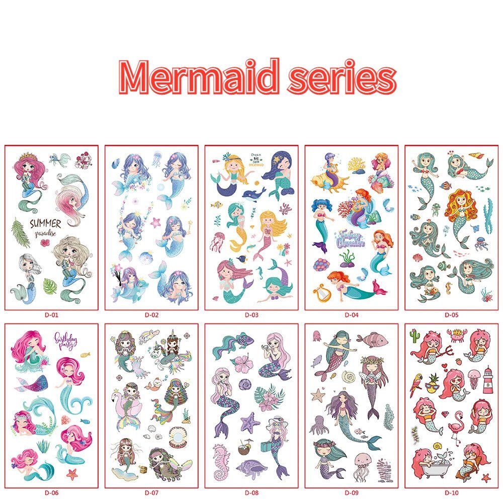 10pcs/set Child Tattoo Sticker Unicorn Princess Temporary Fake Kids Tatoo Girl Arm Hands Body Waterdichte Tatouages Pour Enfants - StarJam