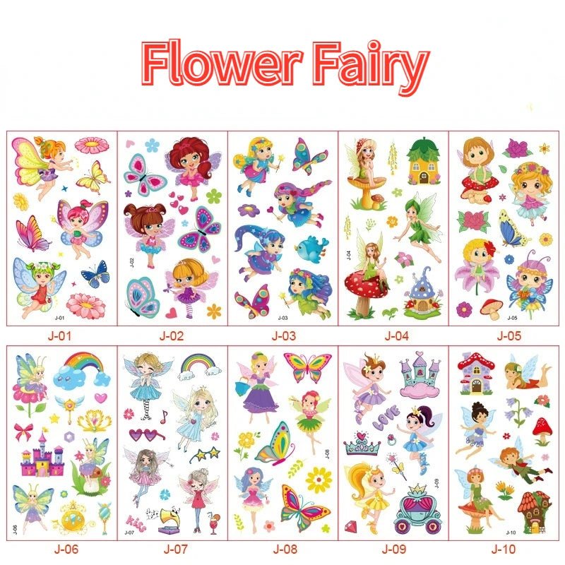 10pcs/set Child Tattoo Sticker Unicorn Princess Temporary Fake Kids Tatoo Girl Arm Hands Body Waterdichte Tatouages Pour Enfants - StarJam