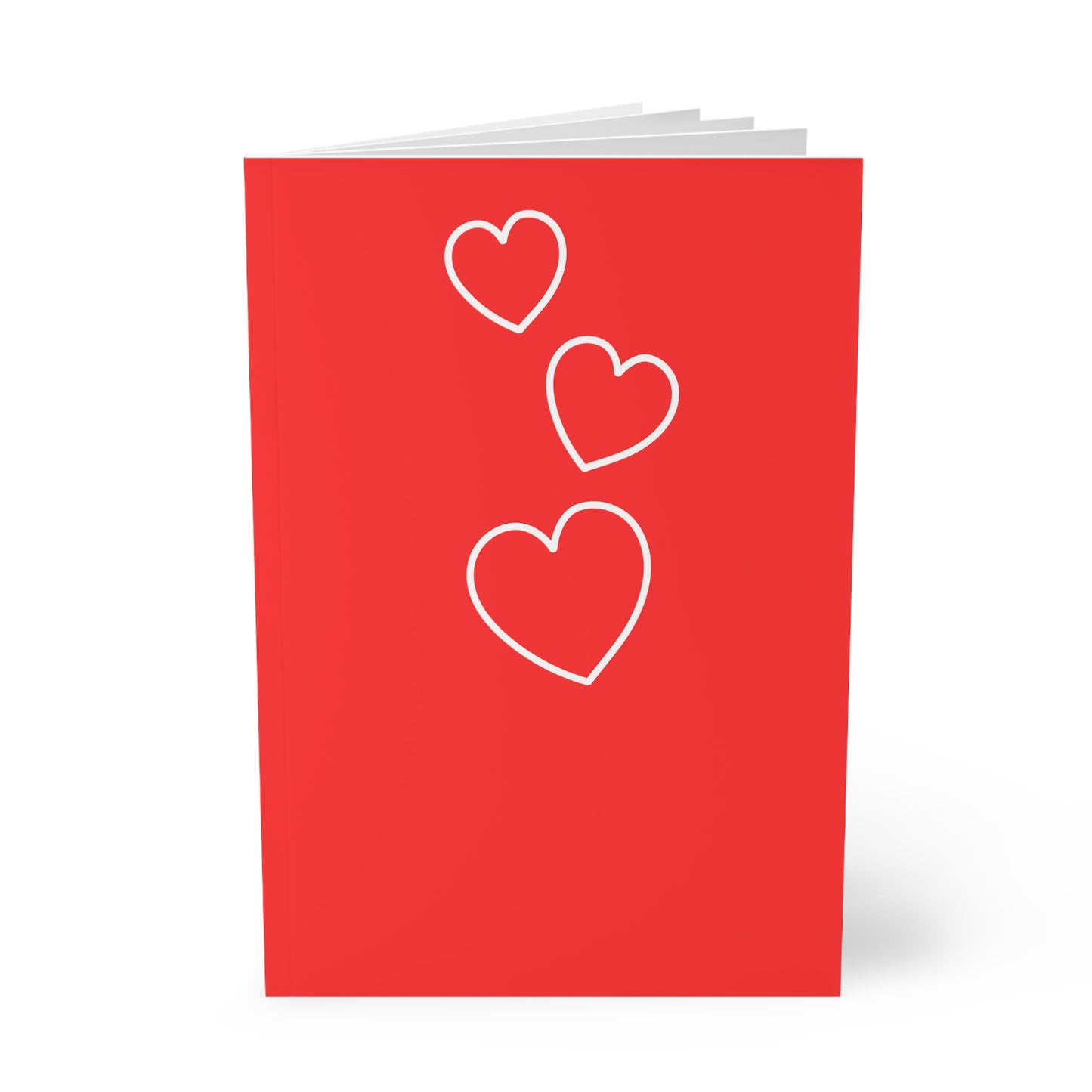 StarJam 'White Hearts' - Softcover Notebook, A5, Red