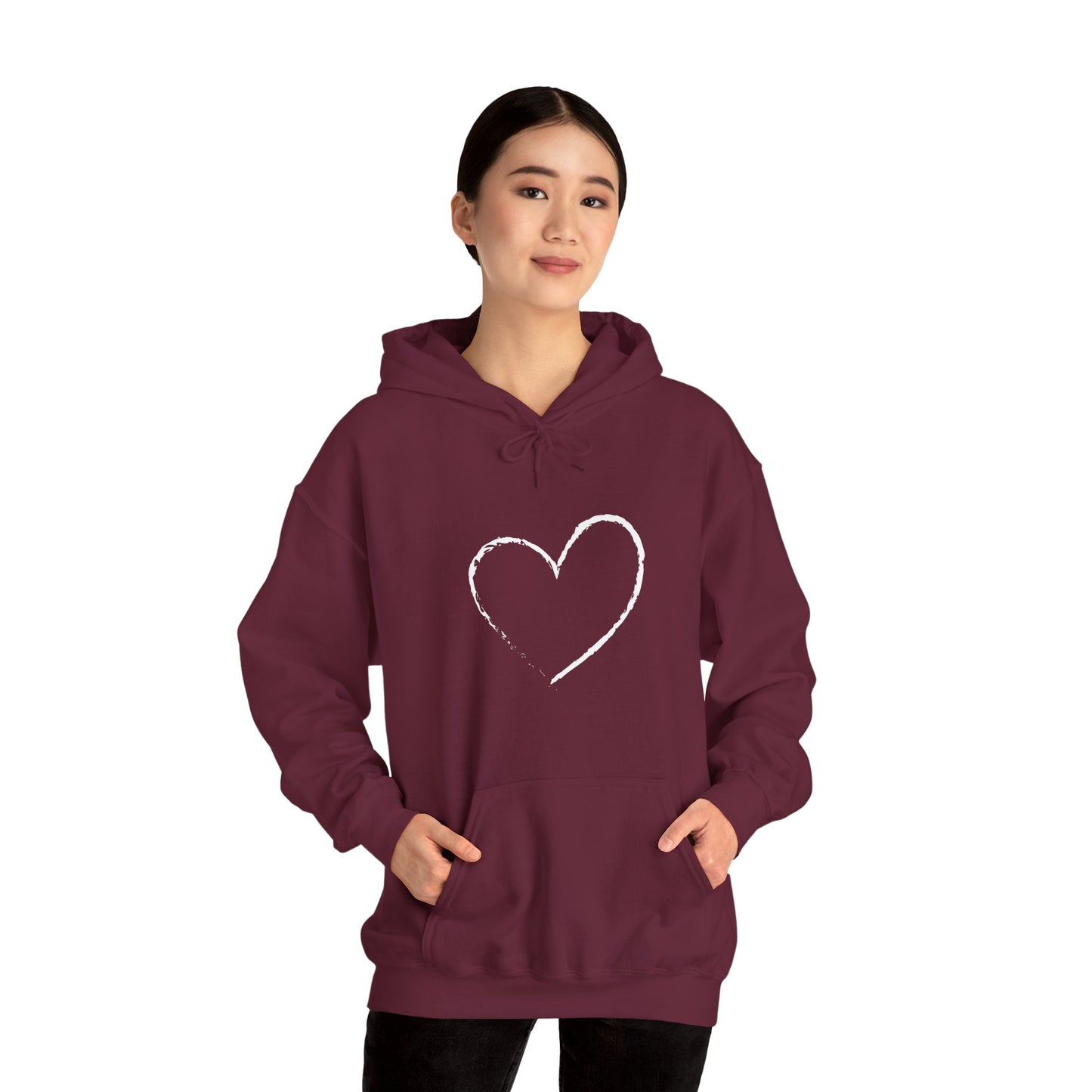 White Heart Unisex Hoodie - Ladies and Mens Hooded Sweatshirt