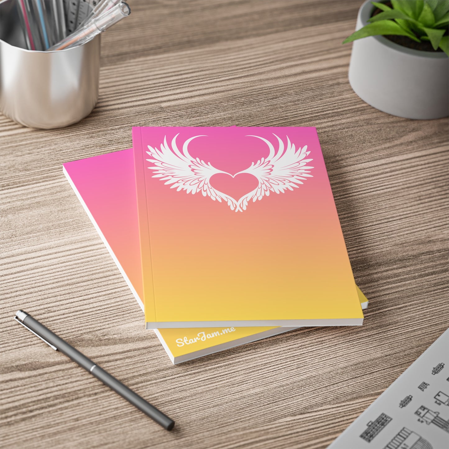 StarJam 'Angel Heart' - Softcover Notebook, A5, Pink/ Peach