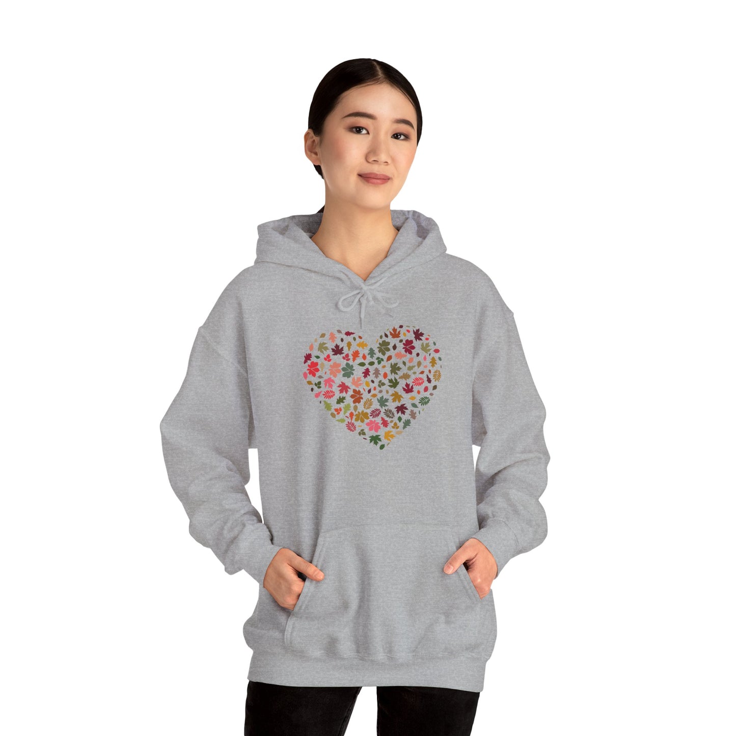 Pretty Leaf Print Hearts Hoodie