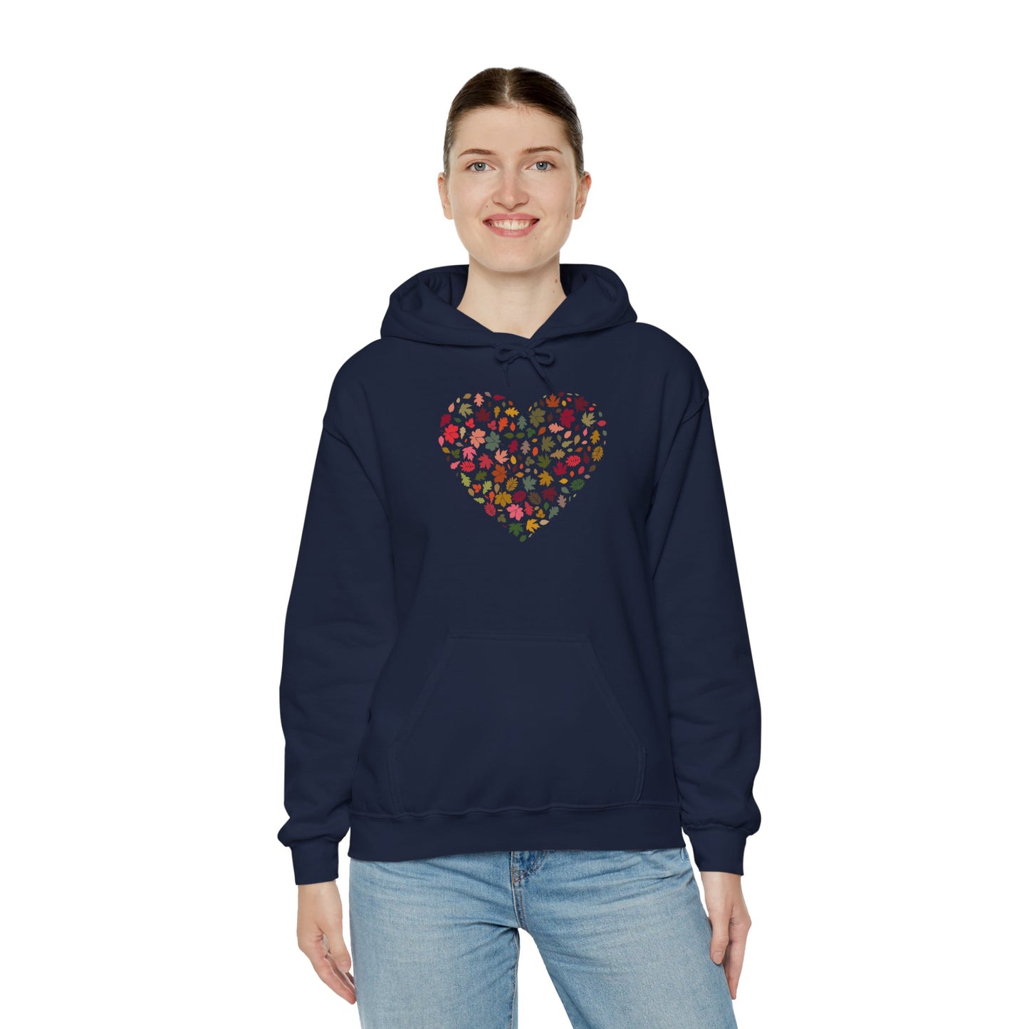 Pretty Leaf Print Hearts Hoodie