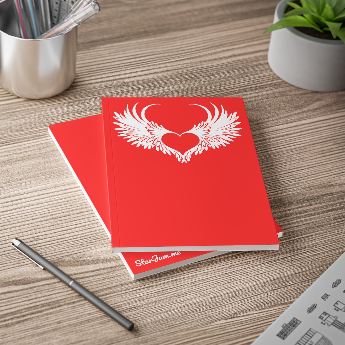 StarJam 'Angel Heart' - Softcover Notebook, A5, Red