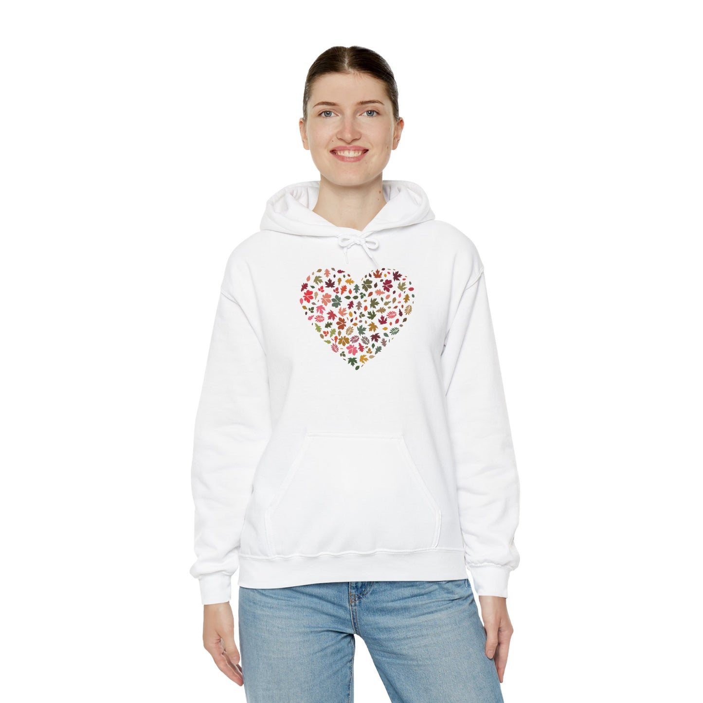 Pretty Leaf Print Hearts Hoodie