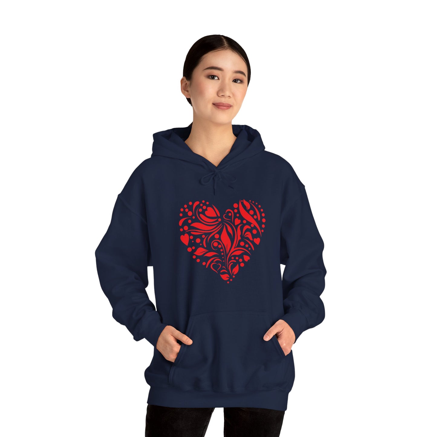 Red Flower Hearts Hoodie - Trending Love Heart Fashion Sweatshirt