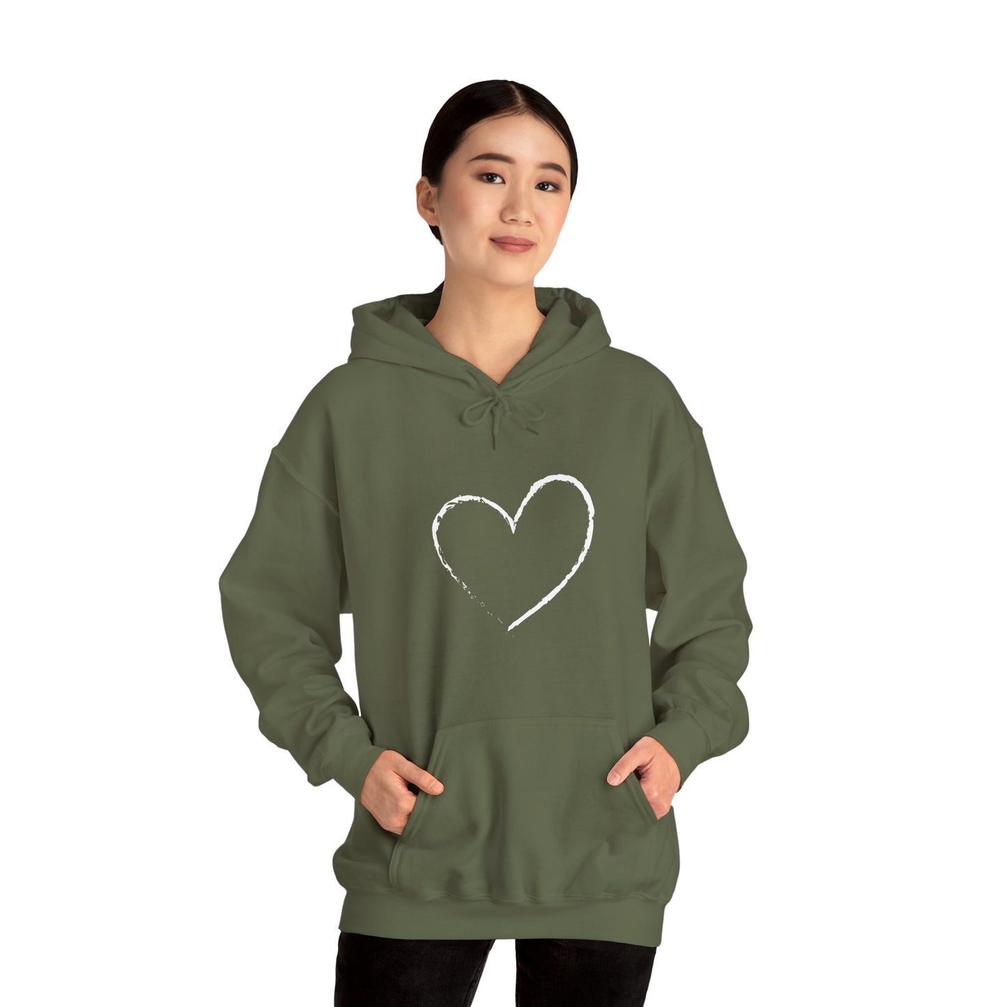 White Heart Unisex Hoodie - Ladies and Mens Hooded Sweatshirt
