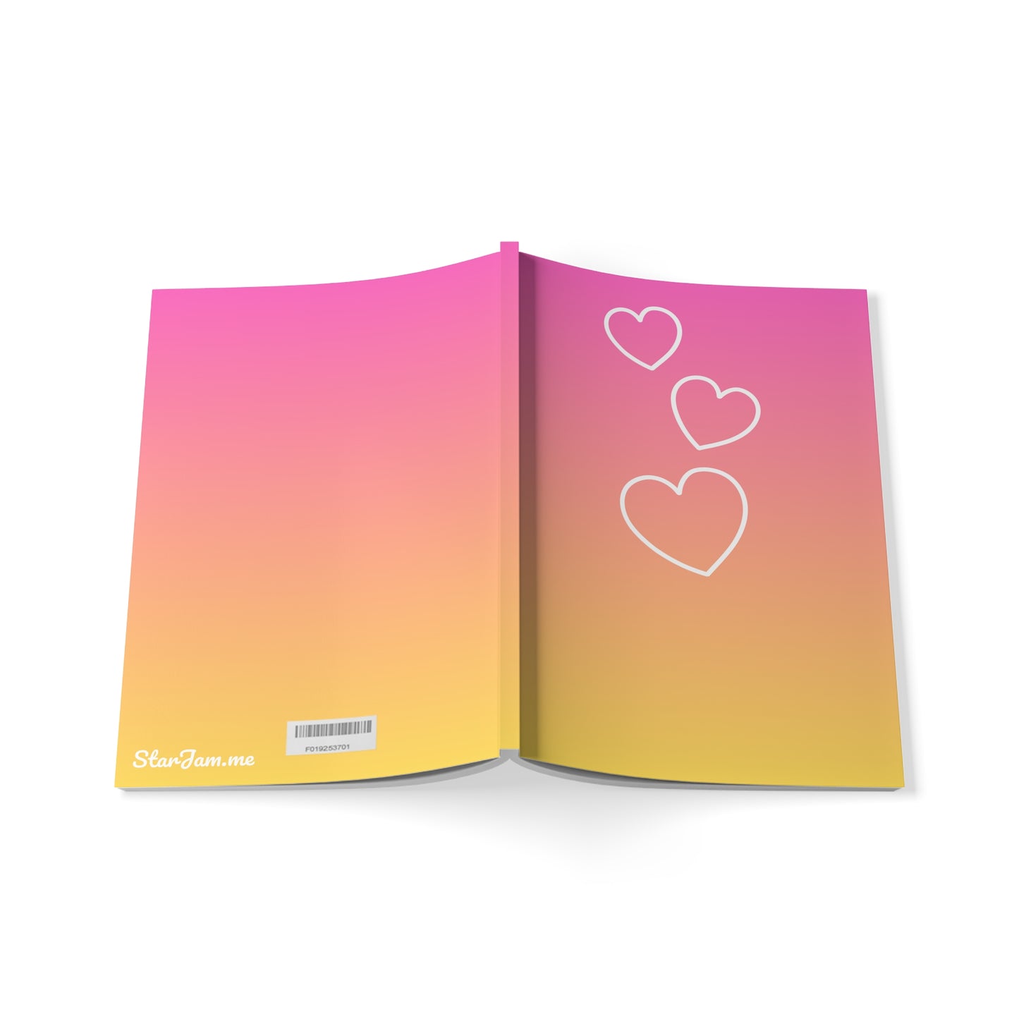 StarJam 'White Hearts' - Softcover Notebook, A5, Pink/ Peach