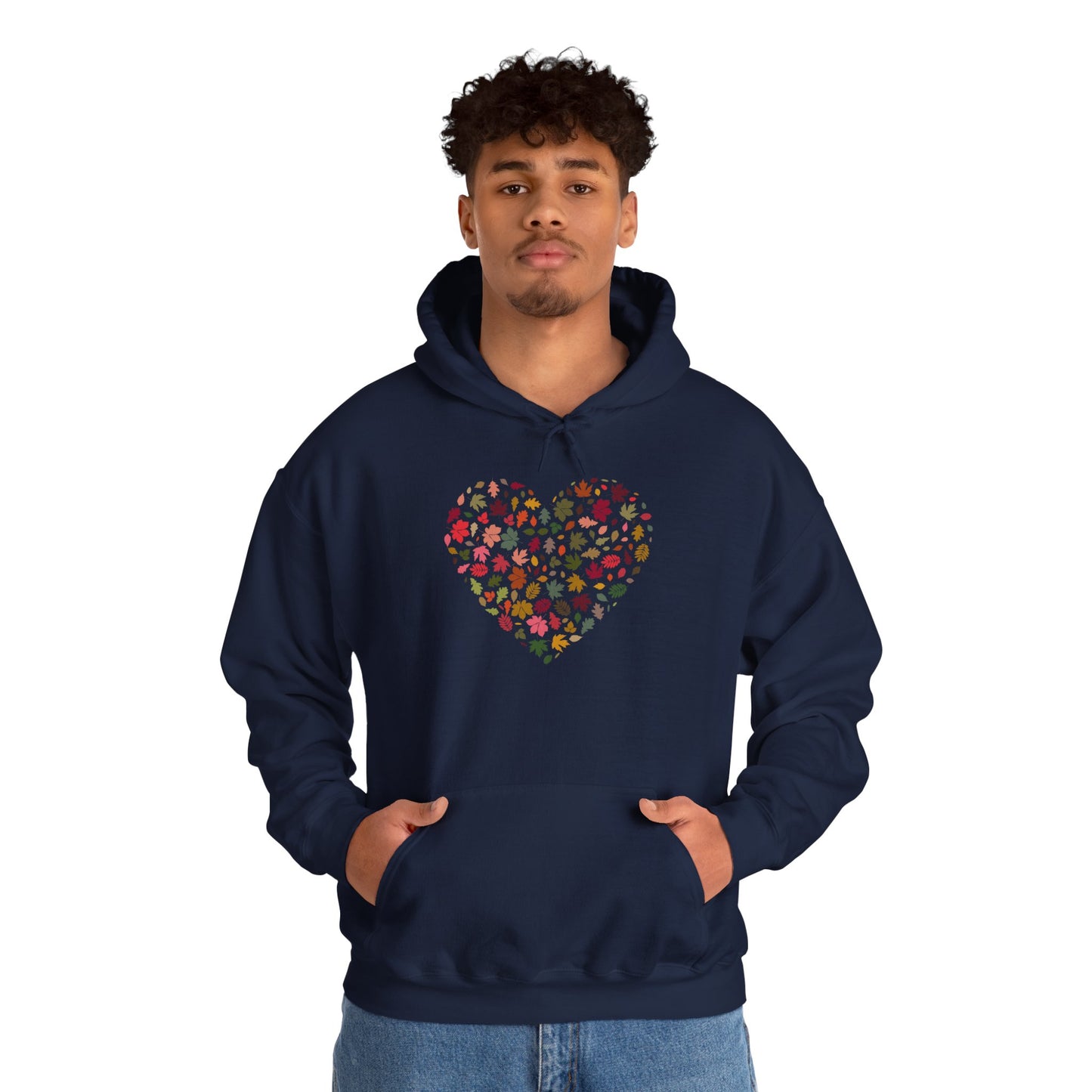 Pretty Leaf Print Hearts Hoodie