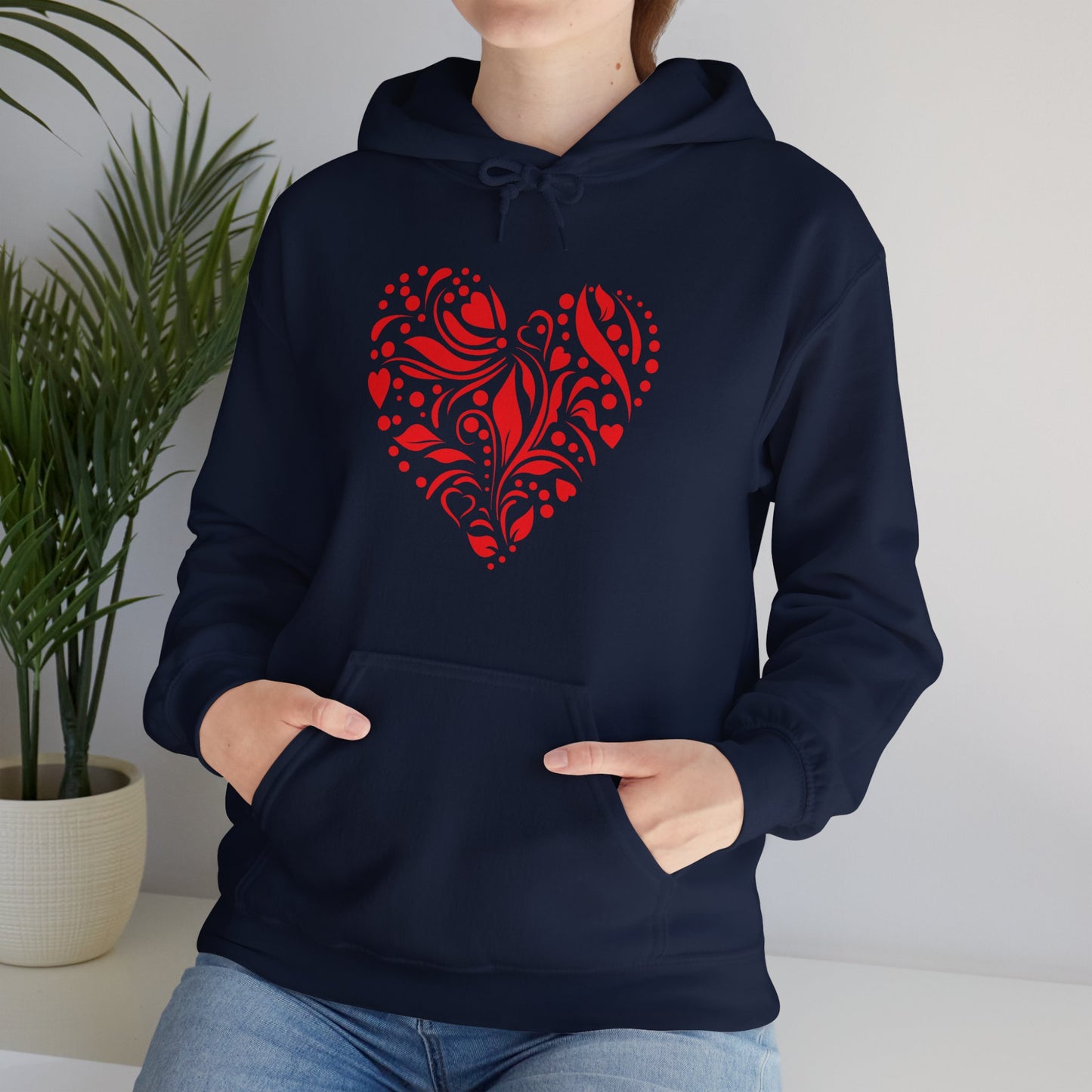 Red Flower Hearts Hoodie - Trending Love Heart Fashion Sweatshirt