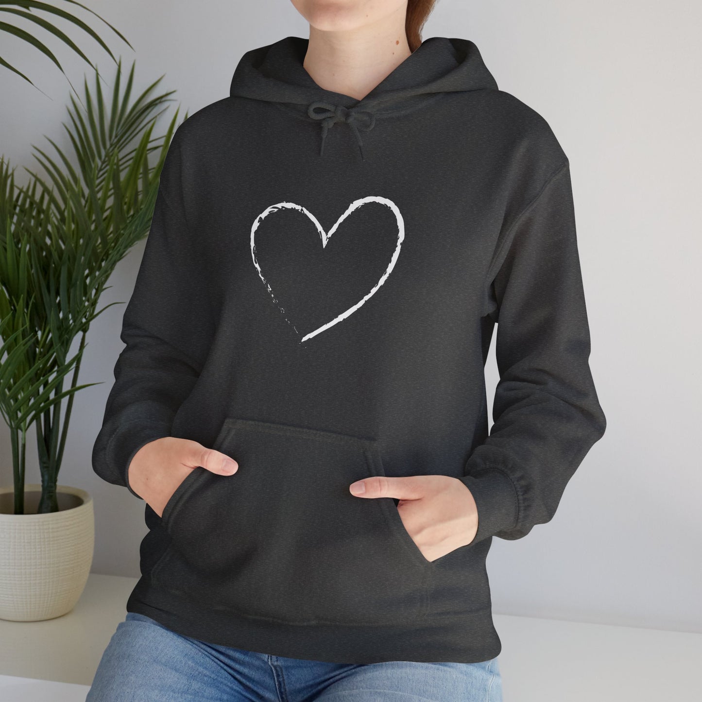 White Heart Unisex Hoodie - Ladies and Mens Hooded Sweatshirt