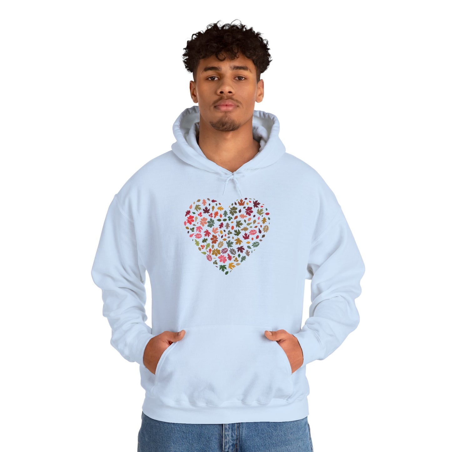 Pretty Leaf Print Hearts Hoodie