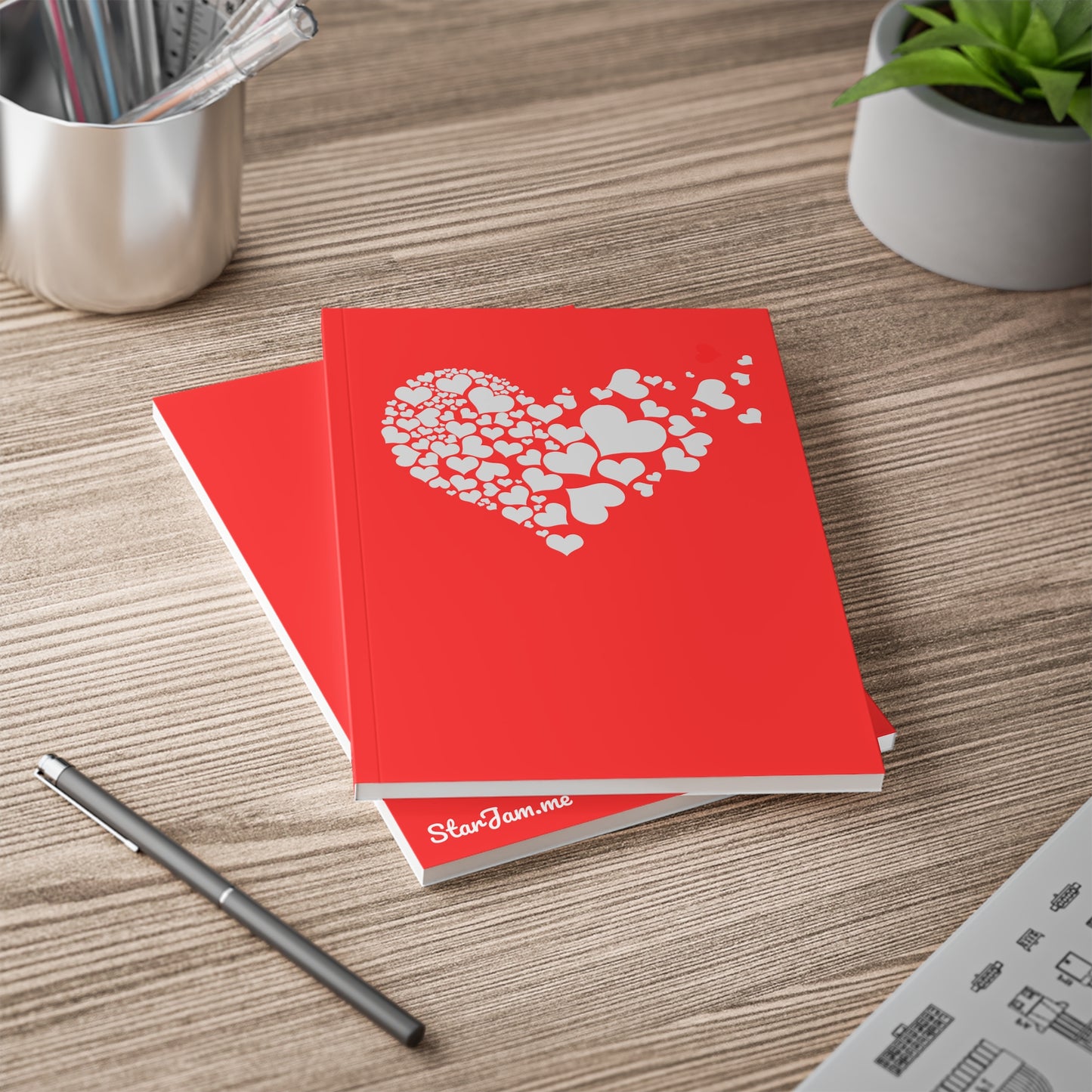 StarJam 'Million Tiny Hearts' - Softcover Notebook, A5, Red