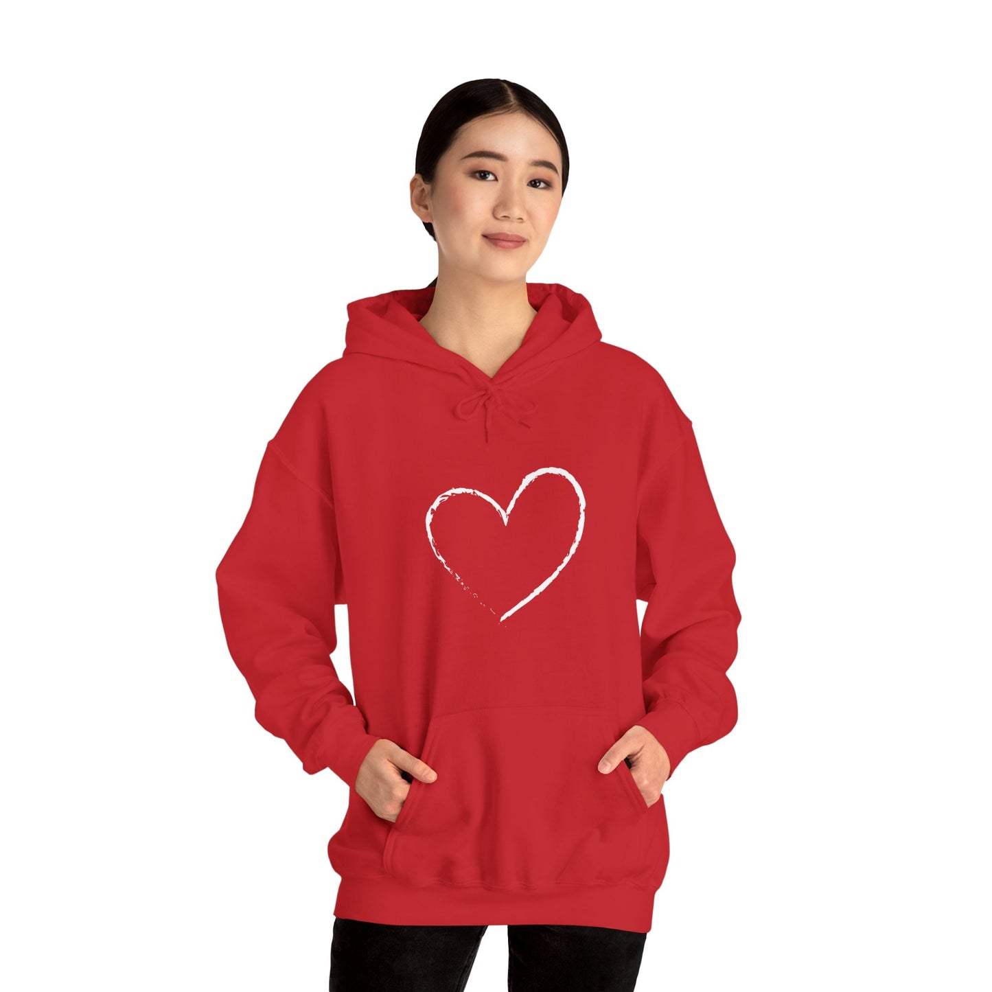 White Heart Unisex Hoodie - Ladies and Mens Hooded Sweatshirt