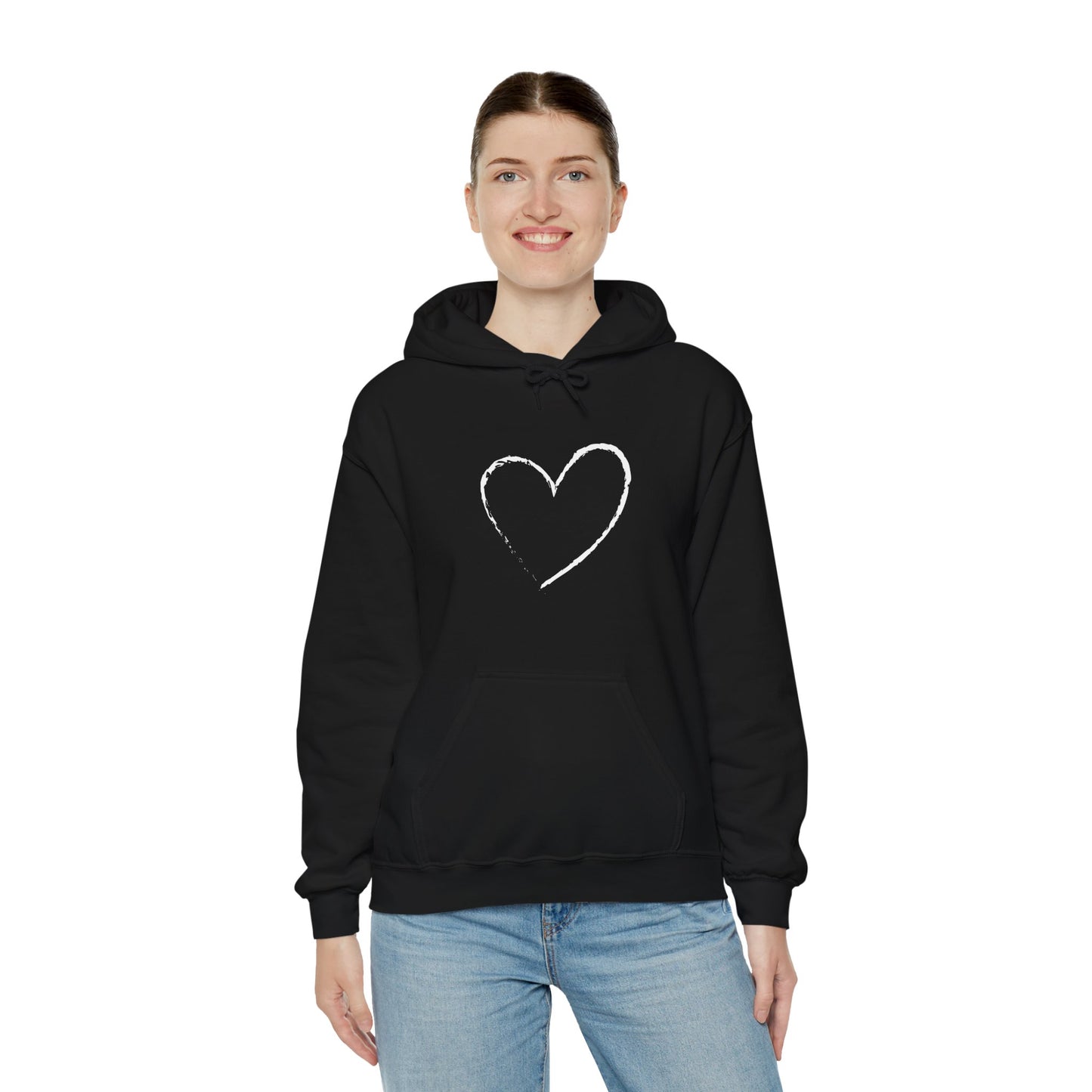 White Heart Unisex Hoodie - Ladies and Mens Hooded Sweatshirt