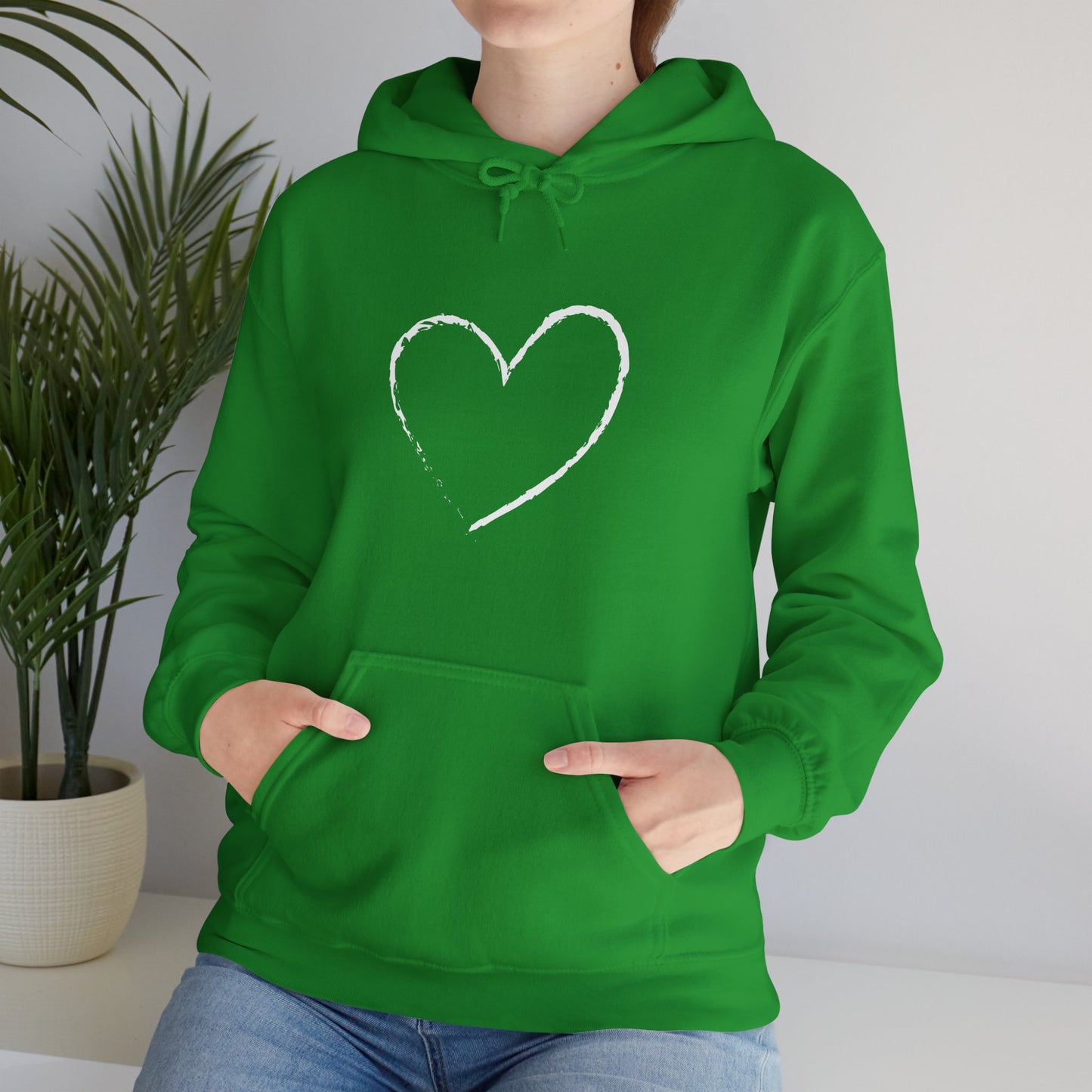 White Heart Unisex Hoodie - Ladies and Mens Hooded Sweatshirt