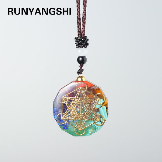 1pc Natural Colorful Gem Seven Chakras Ornaments Augen Energy Pendant Drops Glue Into Handmade Necklace - StarJam Gifts