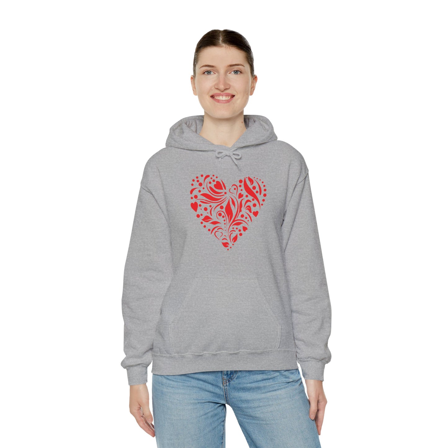 Red Flower Hearts Hoodie - Trending Love Heart Fashion Sweatshirt