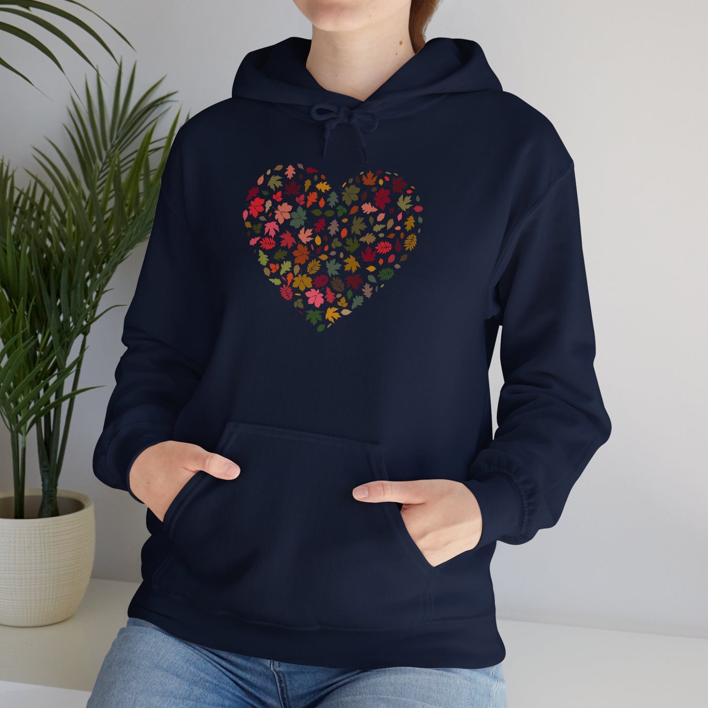 Pretty Leaf Print Hearts Hoodie