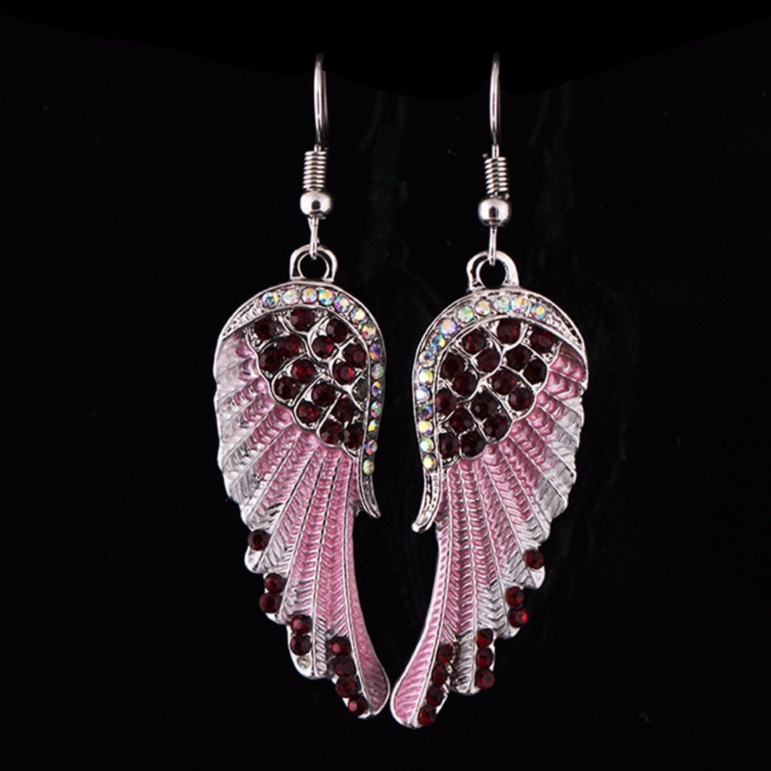 3 Colors Angel Wings Feather Dangle Crystal Earring Antique Elegant Women Jewelry - StarJam Gifts