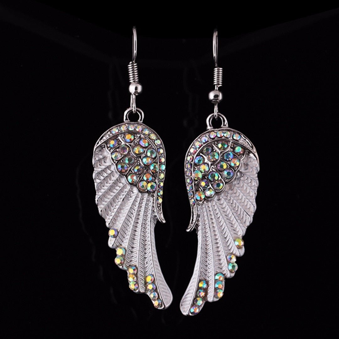 3 Colors Angel Wings Feather Dangle Crystal Earring Antique Elegant Women Jewelry - StarJam Gifts