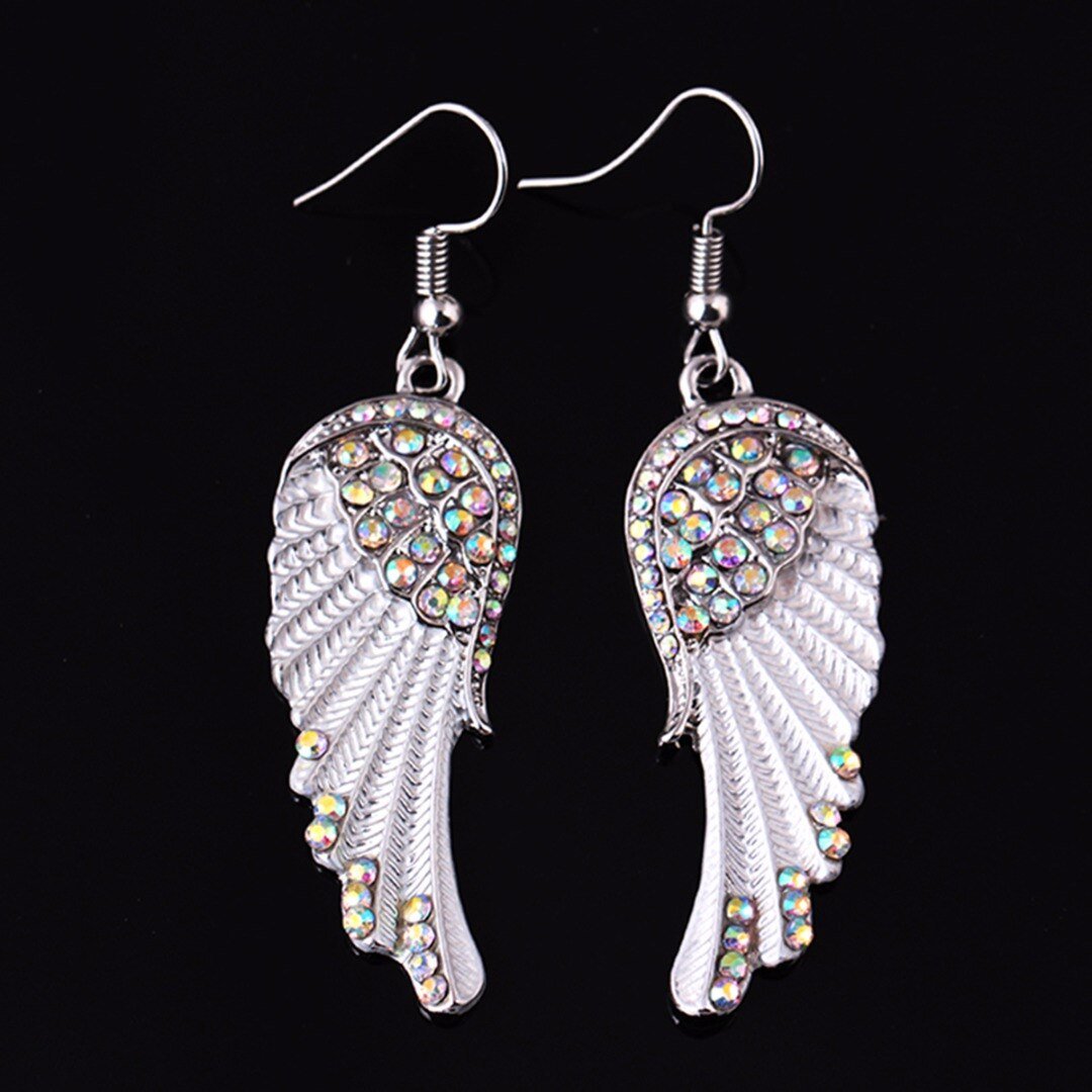 3 Colors Angel Wings Feather Dangle Crystal Earring Antique Elegant Women Jewelry - StarJam Gifts