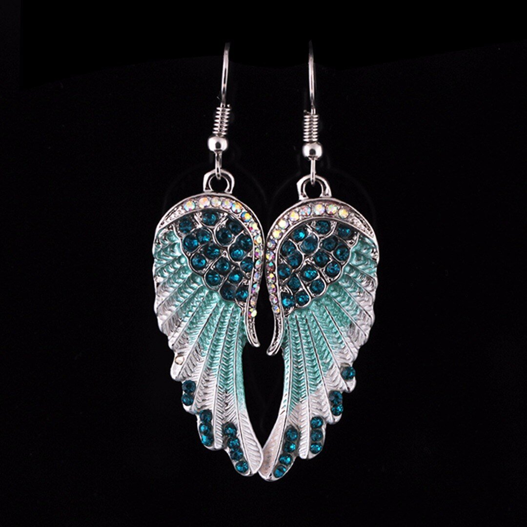 3 Colors Angel Wings Feather Dangle Crystal Earring Antique Elegant Women Jewelry - StarJam Gifts