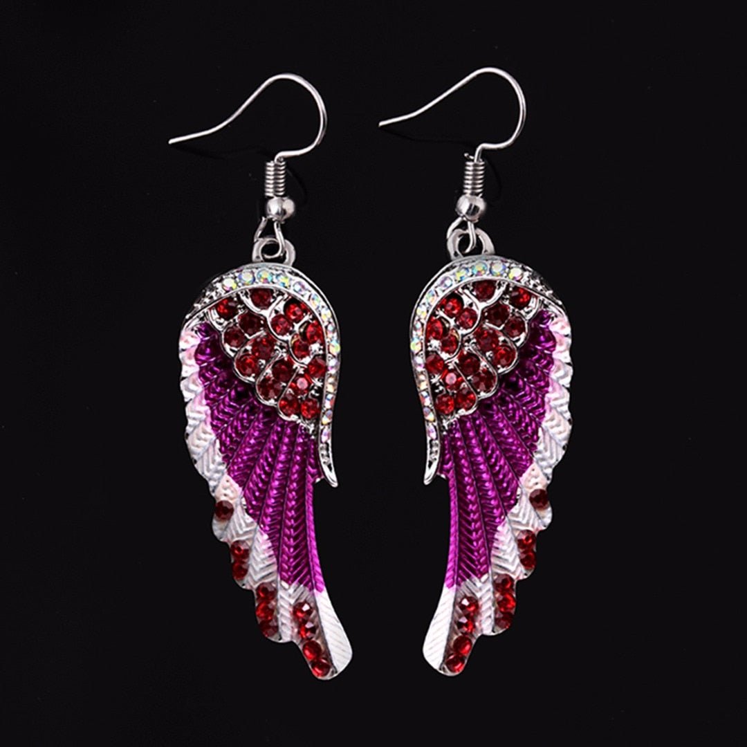 3 Colors Angel Wings Feather Dangle Crystal Earring Antique Elegant Women Jewelry - StarJam Gifts