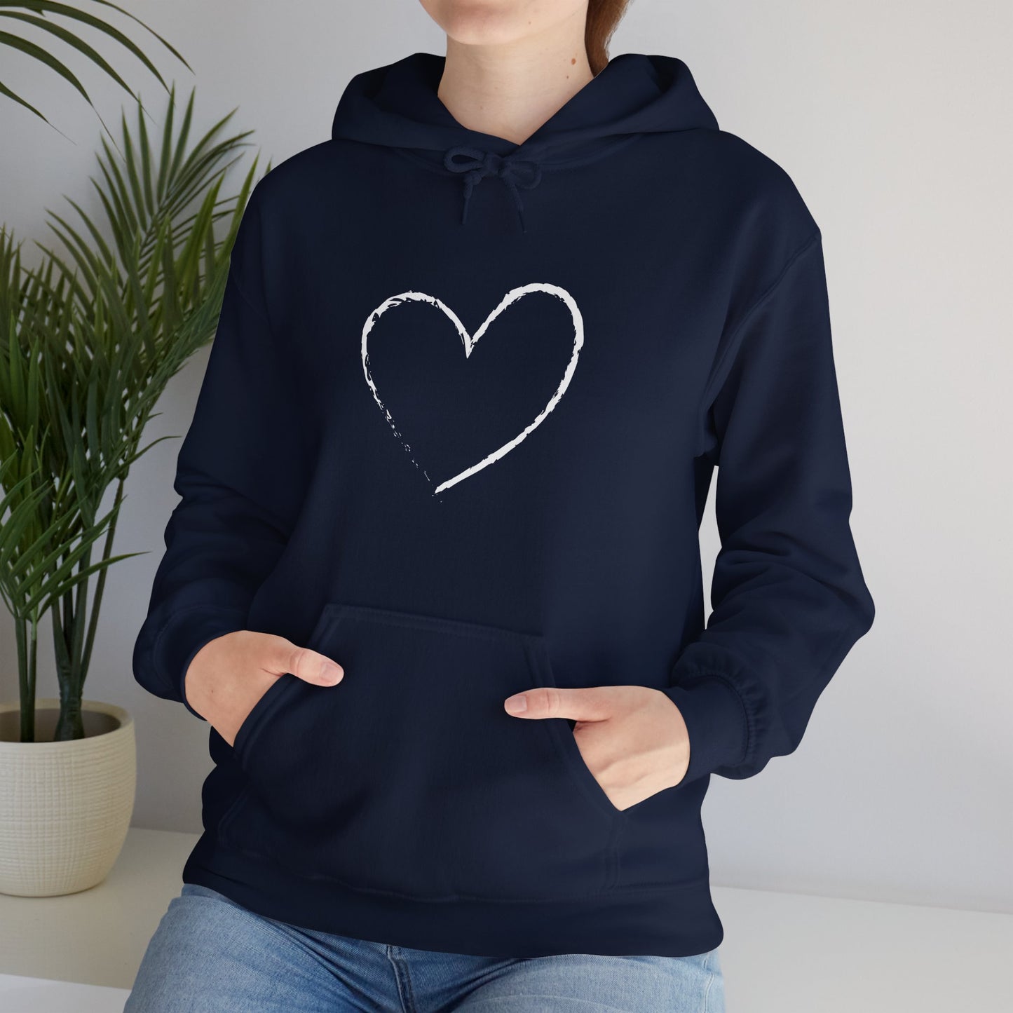 White Heart Unisex Hoodie - Ladies and Mens Hooded Sweatshirt