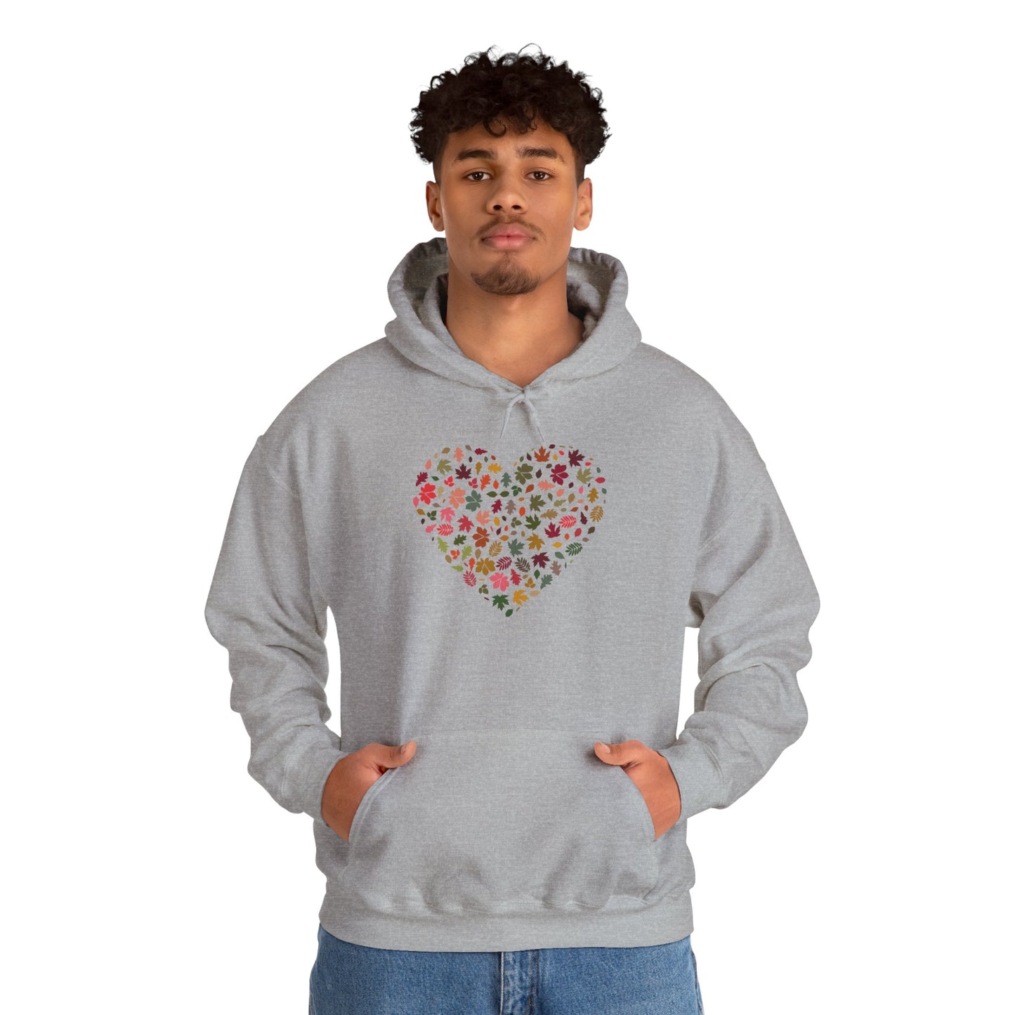 Pretty Leaf Print Hearts Hoodie