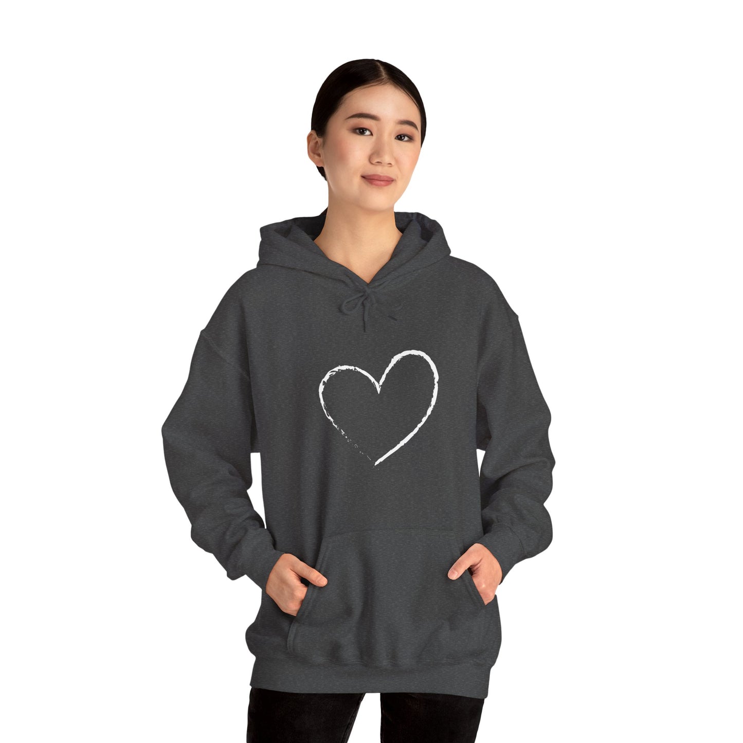 White Heart Unisex Hoodie - Ladies and Mens Hooded Sweatshirt
