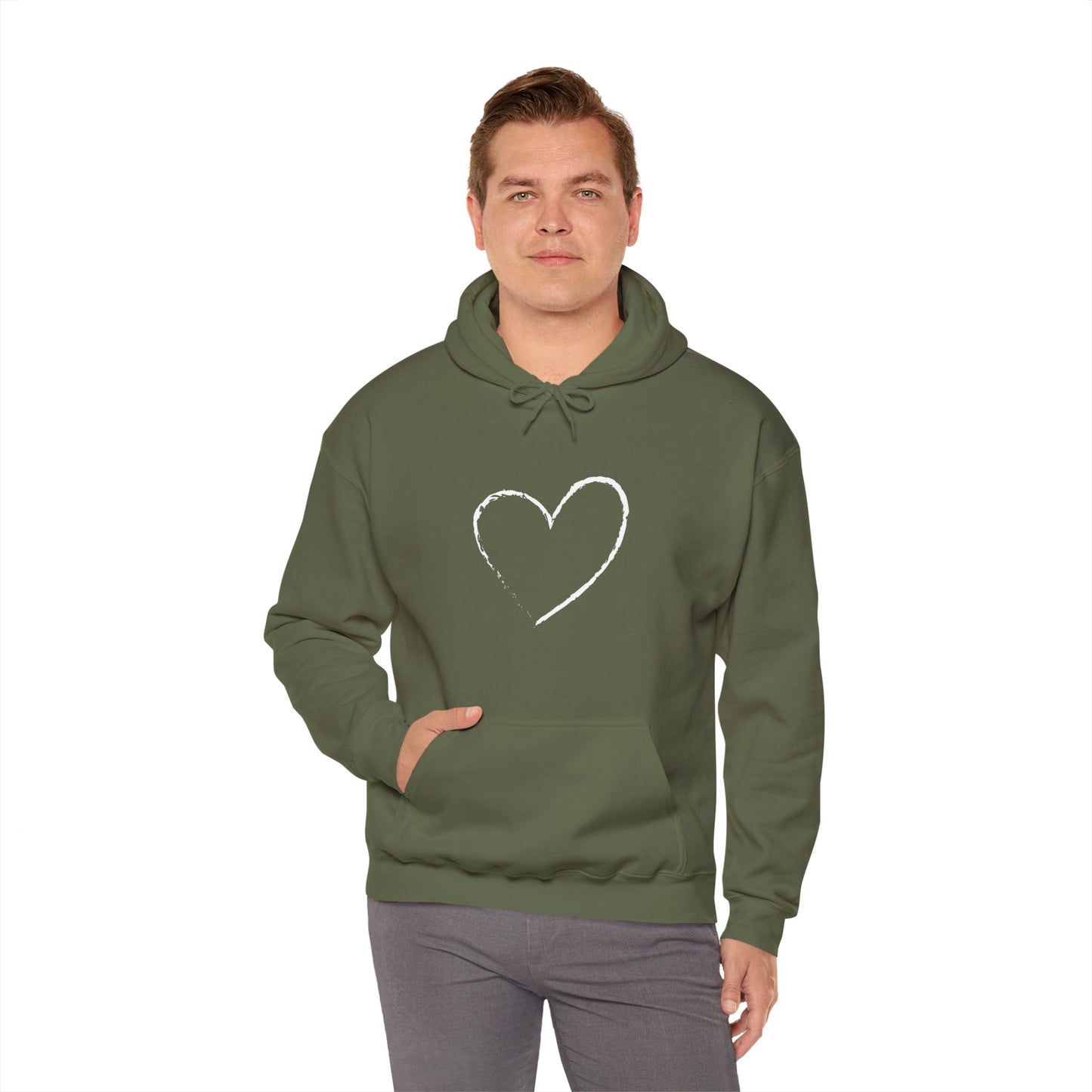 White Heart Unisex Hoodie - Ladies and Mens Hooded Sweatshirt
