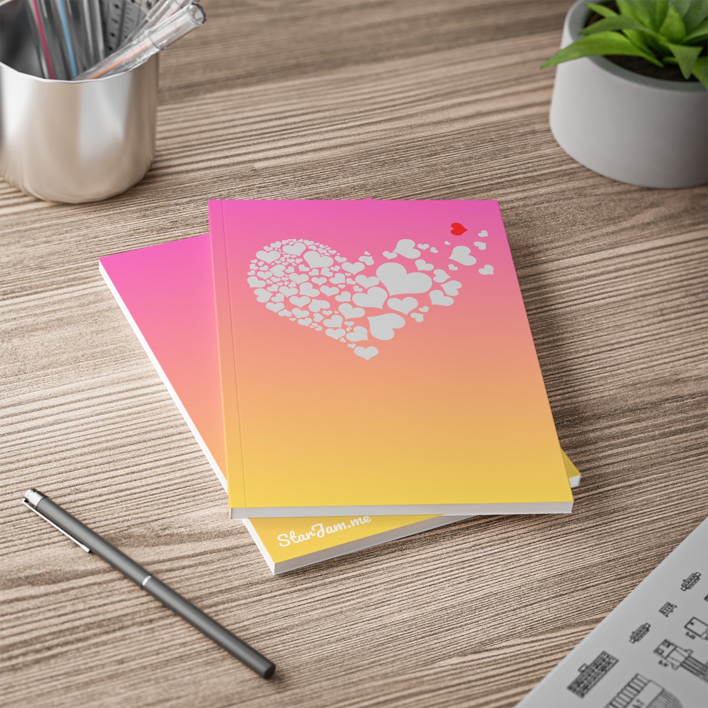 StarJam 'Million Tiny Hearts' - Softcover Notebook, A5, Pink/ Peach