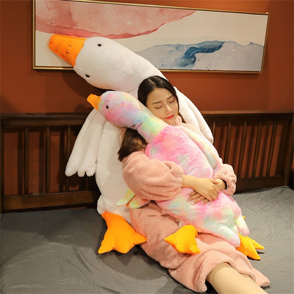 50-190cm Giant Duck Plush Toys Fluffy Sleep Pillow Cute Animal Stuffed Swan Goose Soft Dolls Floor Mat Kids Girls Birthday Gift - StarJam Gifts