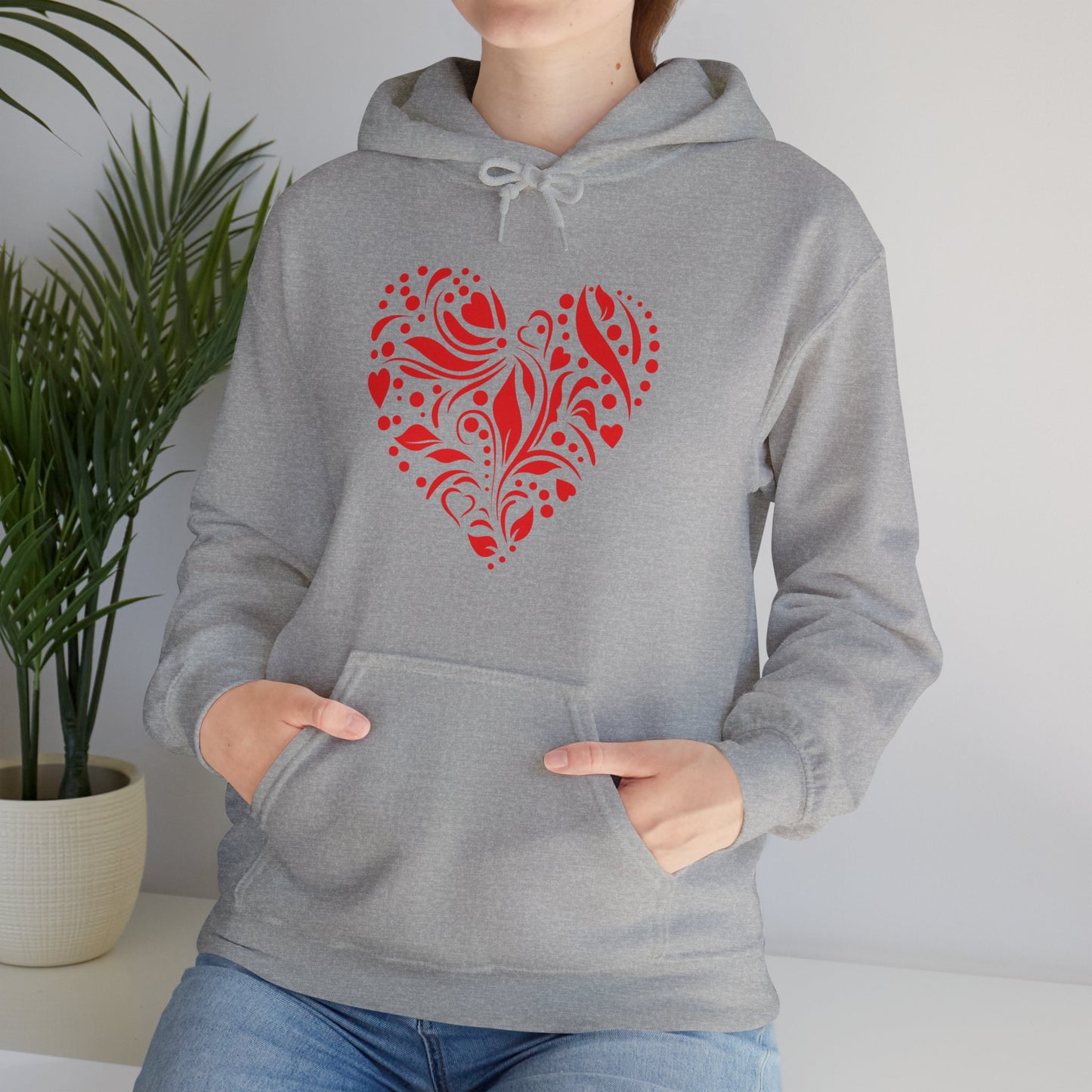 Red Flower Hearts Hoodie - Trending Love Heart Fashion Sweatshirt