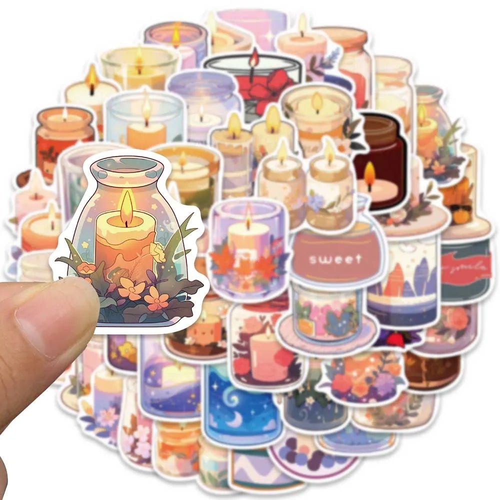 50pcs Cute Cartoon Scented Candles Stickers For Laptop Phone Luggage Guitar Skateboard Waterproof Graffiti Vinyl Decals - StarJam