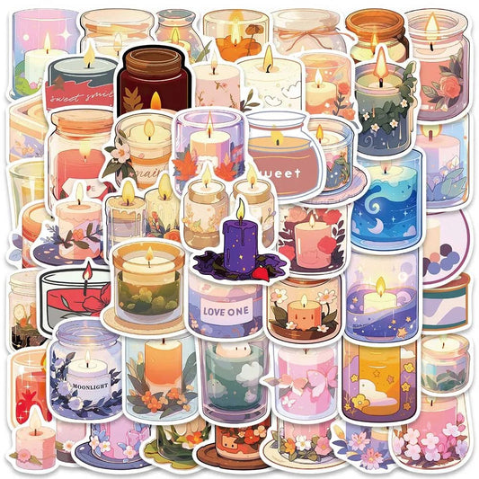 50pcs Cute Cartoon Scented Candles Stickers For Laptop Phone Luggage Guitar Skateboard Waterproof Graffiti Vinyl Decals - StarJam