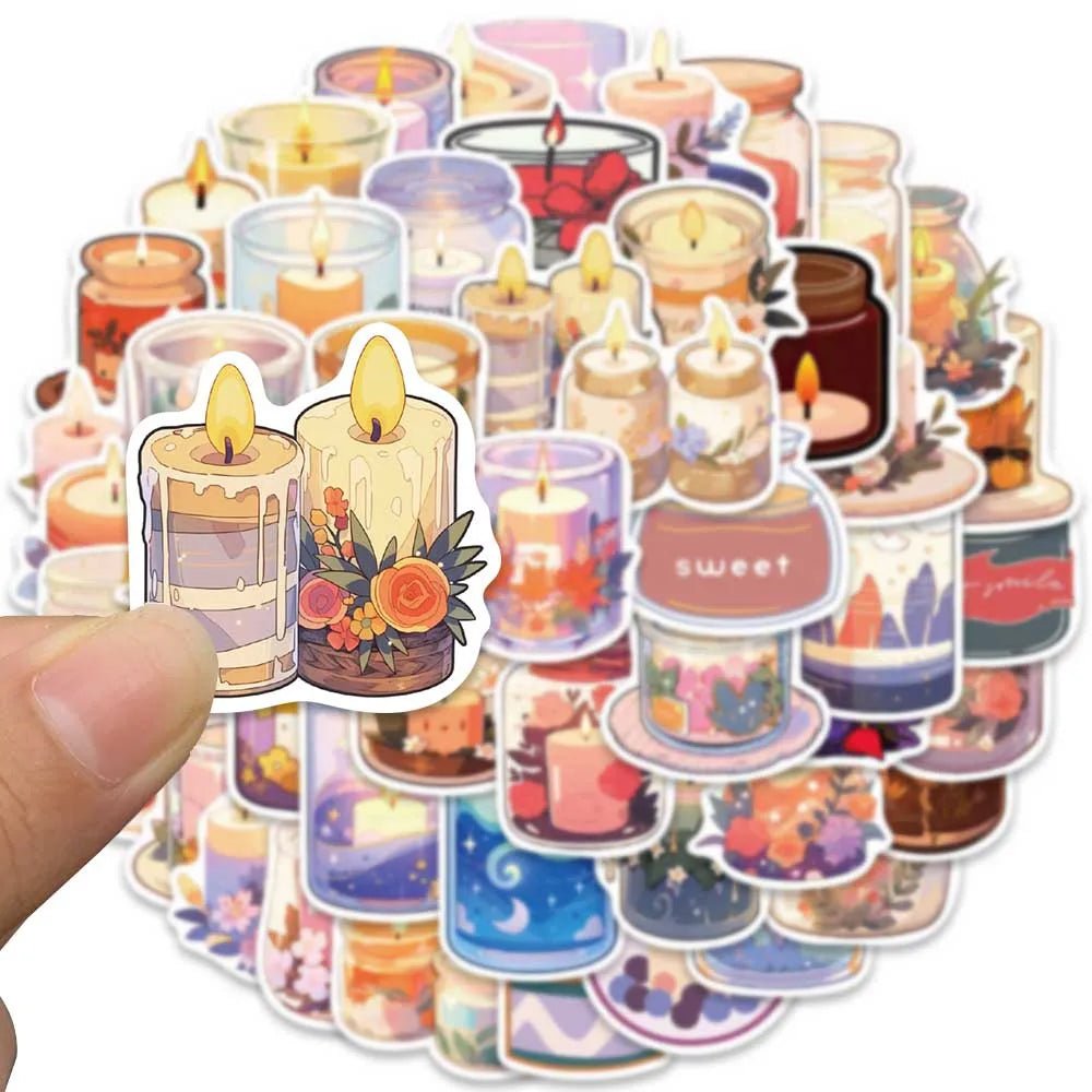 50pcs Cute Cartoon Scented Candles Stickers For Laptop Phone Luggage Guitar Skateboard Waterproof Graffiti Vinyl Decals - StarJam