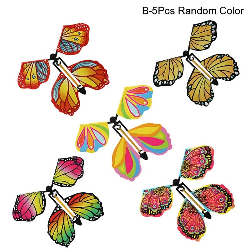 5/10 Pcs Flying In The Book Fairy Rubber Band Powered Wind Up Butterfly Toy Great Surprise Gift Magic Tricks Funny Joke Toys - StarJam