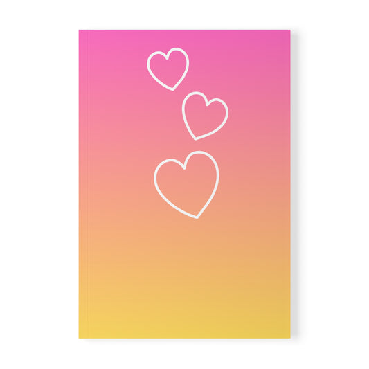 StarJam 'White Hearts' - Softcover Notebook, A5, Pink/ Peach